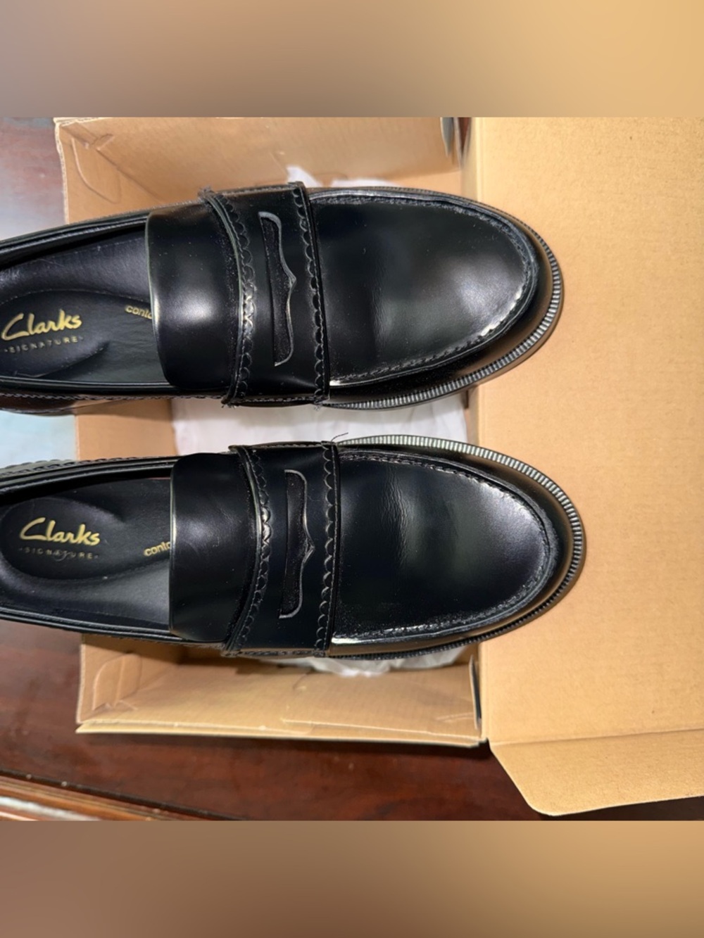 Clarks Straven Edge Black Leather Loafers - Picture 2 of 7